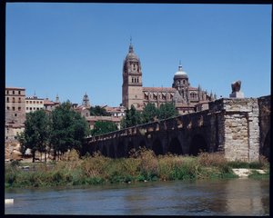 Ansicht der römischen Brücke über den Fluss Tormes und Kathedrale