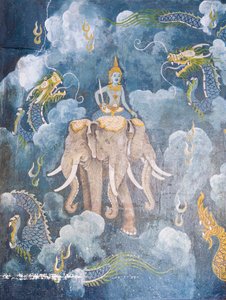 Fresko, das eine Szene aus dem Leben Buddhas darstellt, Wat Phra That Doi Suthep Tempel