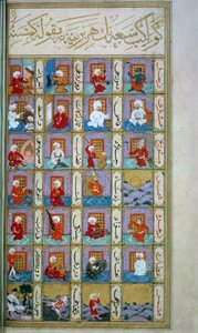 Türkische Astrologie: die sieben Planeten und die verschiedenen Berufe. Manuskript aus dem Mittelalter, BN, Paris.