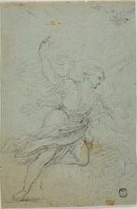 Verkündigungsengel (recto); Samson und der Löwe (verso) von School of Guido Reni