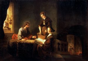 Christus im Haus von Martha und Maria von School of Rembrandt van Rijn