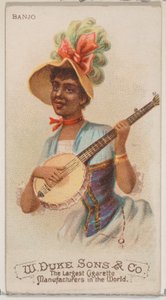 Banjo, aus der Serie Musikinstrumente N82 für Duke-Zigaretten, 1888 von Schumacher and Ettlinger