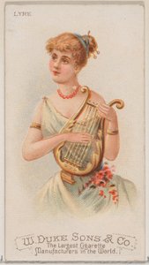 Leier, aus der Serie Musikinstrumente N82 für Duke Zigaretten, 1888 von Schumacher and Ettlinger