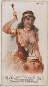 Tam Tam, aus der Serie Musikinstrumente N82 für Duke-Zigaretten, 1888 von Schumacher and Ettlinger