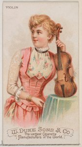 Violine, aus der Serie Musikinstrumente N82 für Duke-Zigarettenmarke, 1888 von Schumacher and Ettlinger