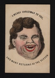 Gesicht eines lachenden Mannes, Weihnachtsgrußkarte, Ende des 19. Jahrhunderts von Scottish School