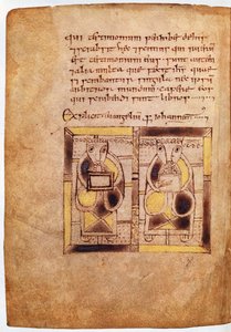 Zwei Figuren von Klerikern aus dem Johannesevangelium, aus dem Buch von Deer von Scottish School