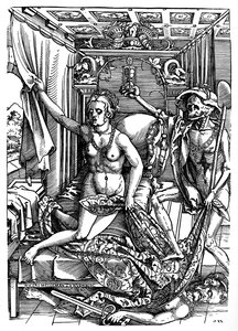 Tod und die Kurtisane, signiert vom Holzstecher, 1903