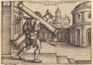 Herkules trägt die Säulen von Gaza von Sebald Beham