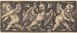 Ornament mit Adler und zwei Genien von Sebald Beham