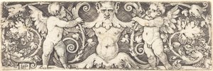 Ornament mit männlicher Halbfigur zwischen zwei Genien von Sebald Beham