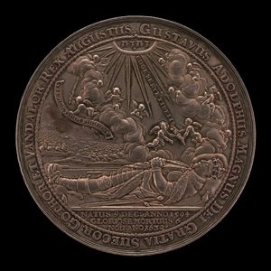 Tod von Gustav II. Adolf, 1594-1632, König von Schweden 1611 [Vorderseite], 1634 von Sebastian Dadler