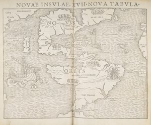 Karte von Nordamerika, Novae insulae, XVII nova tabula, Sebastian Munster von Sebastian Munster
