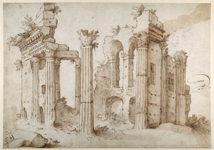 Säulenruinen des Tempels der Minerva, Forum von Nerva, Rom von Sebastian Vrancx