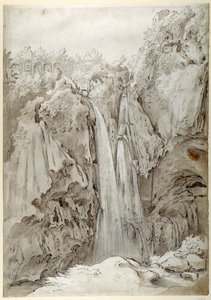 Felsen und Wasserfälle des Aniene bei Tivoli von Sebastian Vrancx