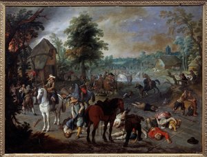 Plünderungsszene in einem Dorf von Sebastian Vrancx
