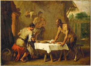 Der Satyr und der Bauer, eine Äsopische Fabel von Sebastiano (attr. to) Ricci