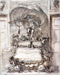 Bett mit Seepferdchen und Fortuna von Sebastiano Ricci