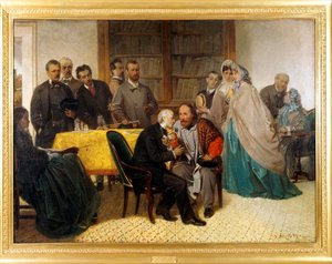 Das Treffen von Giuseppe Garibaldi (1807-1882) und Alessandro Manzoni (1785-1873)
