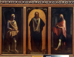 Christus mit zwei Heiligen