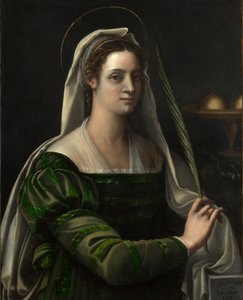 Porträt einer Dame mit den Attributen der Heiligen Agatha, frühe 1530er Jahre