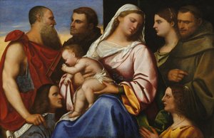 Madonna und Kind mit Heiligen und Stiftern von Sebastiano del Piombo