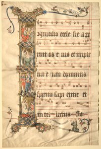 Blatt aus dem Wettinger Gradual: Historisierte Initiale I..., ca. 1330