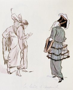 Fantastisches Kostümmodell („Die Schöne von Auteuil“) von Sem, „Der wahre und der falsche Chic“ von Sem