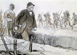 Erster Weltkrieg: Porträt von Clemenceau (1841-1929) in einer Kaserne an der Front. Zeichnung von Georges Goursat, genannt Sem (1863-1934) von Sem