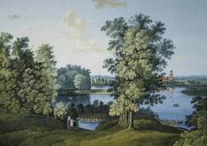 Ansicht des großen Teichs im Park von Zarskoje Selo