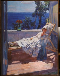Eine Dame auf dem Balkon von Sergei Arsenevich Vinogradov