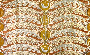 Olovyanishnikov Manufaktur Gold Satin, frühes 20. Jahrhundert von Sergei Vashkov