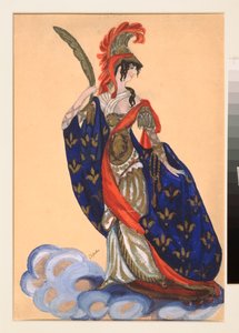 Kostümentwurf für das Theaterstück "Der Triumph der Staaten" von A. Bobrishchev-Pushkin von Sergei Yurevich Sudeikin