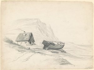 Haus und Boot am Ufer