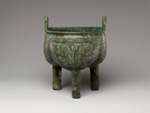 Lobierter Dreifußkessel, späte Anyang-Periode von Shang Dynasty Chinese School