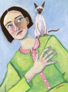 Mädchen und Siamese Freund
