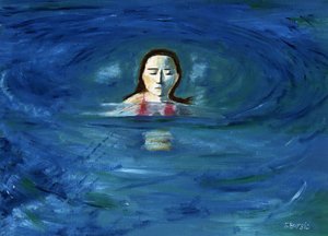 Gelassene Frau im Wasser