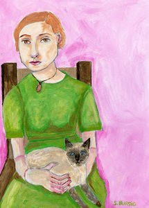 Frau mit Siamkatze