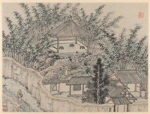 Zwölf Ansichten des Tigerhügels, Suzhou: Bambuspavillon, Tigerhügel, nach 1490 von Shen Zhou