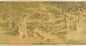 Frauen und Kinder im Garten von Shi Wang