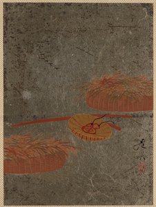 Blumenkörbe und Bauernhut, ca. 1880er Jahre von Shibata Zeshin