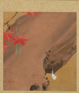 Ahornblätter und Feder aus dem Album der Gemälde des Ehrwürdigen Zeshin