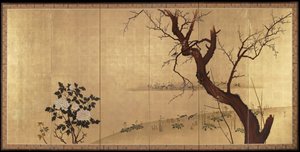 Frühling (rechts von einem Paar Vögel und Blumen im Frühling und Herbst) von Shibata Zeshin