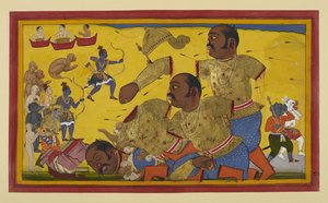 Kumbhakarṇa wird von Rāma getötet; Verbündete jubeln, während Vibhīṣaṇa trauert von S?hibdin S?hibdin