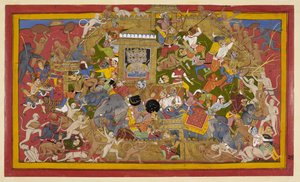 Rama und Verbündete greifen an, während Angada Indrajits Elefanten angreift von S?hibdin S?hibdin