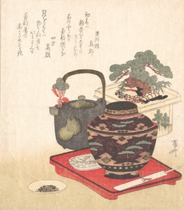 Neujahrsdekorationen und Tischwaren, 19. Jahrhundert von Shinsai