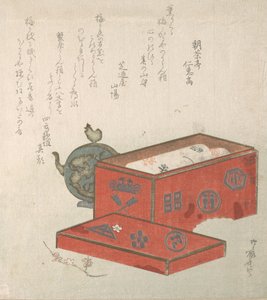 Rote Lackbox und Wasserkrug, 19. Jahrhundert von Shinsai