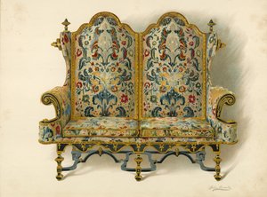 Sofa, Eigentum des Herzogs von Leeds (Chromolitho) von Shirley Charles Llewellyn Slocombe