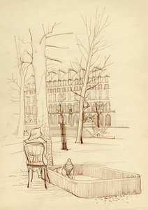 Kind spielt im Sandkasten, Paris, Frankreich von Shirley Markham