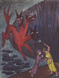 Dante und Virgil mit dreiköpfigem Monster, 1951 von Shirley Markham